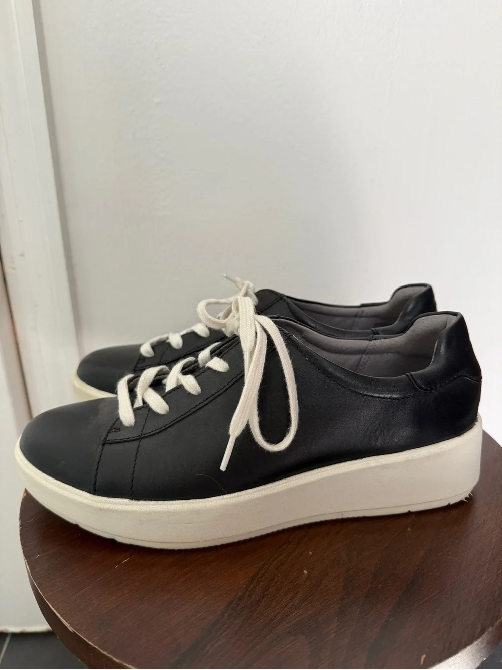 Clarks Black Leather Platform Sneakers- size 8